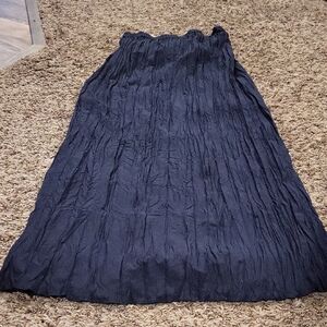 Ruched Dark Navy Blue Maxi Skirt
